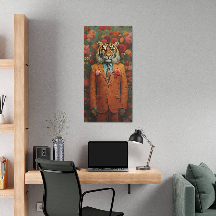 Wes Anderson Inspired: Tiger Canvas Print - Flower Field